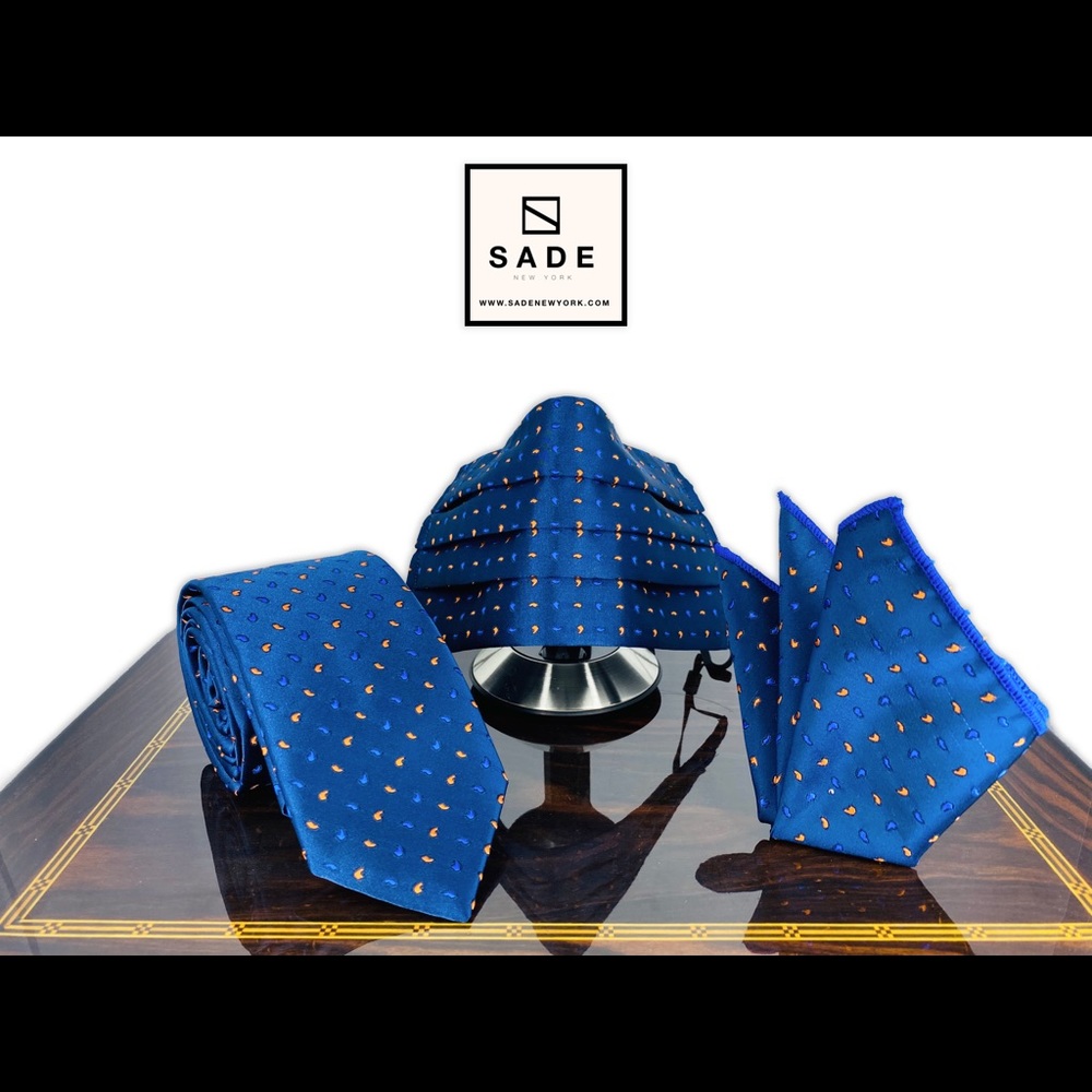 Wedding Face Mask, Necktie, Pocket Square Set
